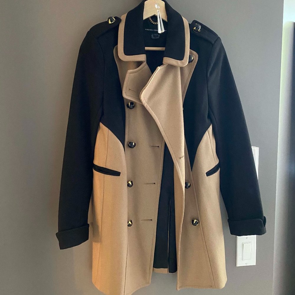 French Connection Wool Cashmere Color Block Coat - Size UK 4/US 0